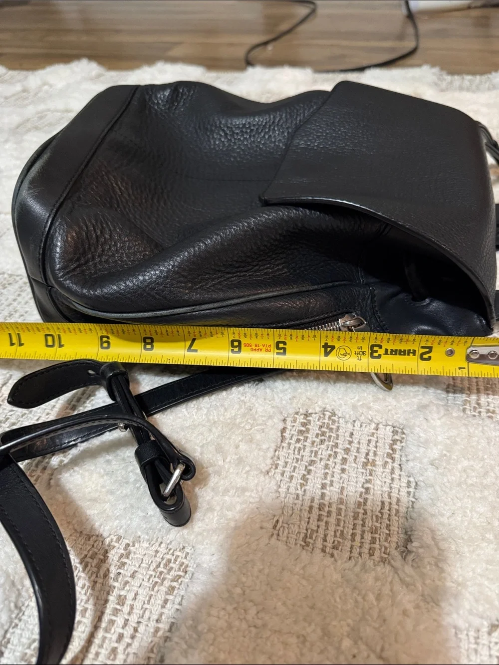 Black Rag & Bone Black Pebbled Leather Backpack Drawstring Mini Backpack - Women